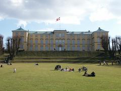 Frederiksberg Palace in Denmark surrounded by gardens and water