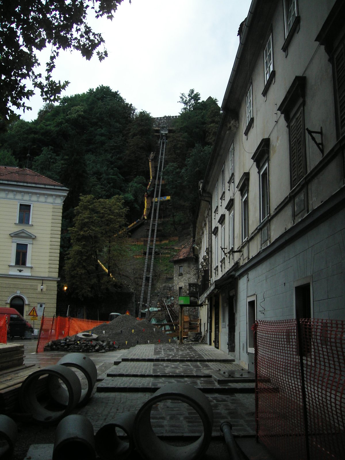 Panoramic view of Ljubljana cityscape in August 2006 with historic buildings and rooftops
