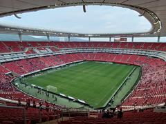 Right side of the south stand at Estadio Akron after a football match between Guadalajara and Bravos de Juárez on July 2, 2022