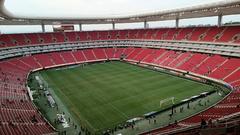 South stand left side of Estadio Akron after match between Guadalajara and Bravos de Juárez on July 2, 2022