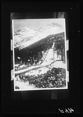 Olympiaschanze ski jump hill in St. Moritz during the 1928 Winter Olympics