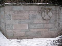 Entrance sign of Fluntern Cemetery in Zurich, Switzerland