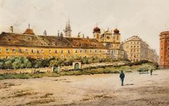Dominikanerbastei with Dominikanerkloster and Franz-Joseph-Kaserne with soldiers in Vienna