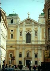 View of Schottenkirche from Teinfaltstraße in Vienna