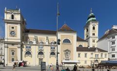 Aerial view of Schottenstift complex including parish and monastery church in Vienna