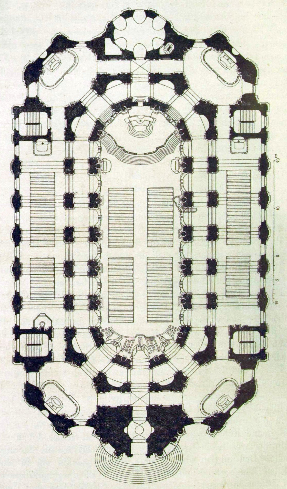 Architectural floor plans of Katholische Hofkirche Dresden by architect Stoeckhardt