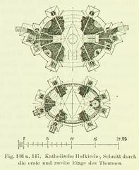 Cross-section of the Katholische Hofkirche tower showing the first and second floors