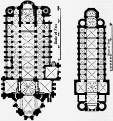 Architectural plans of Mainz Cathedral and Worms Cathedral from 1911 Encyclopædia Britannica