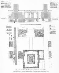 Archaeological excavation site plan of Mainz Cathedral's early foundations until 1912