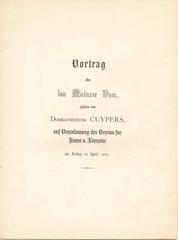 Cover page of a printed matter about Mainz Cathedral lecture by Cathedral Master Builder Cuypers