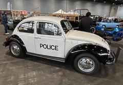 Vintage Volkswagen police car in use in Geneva during the 1960s and 1970s