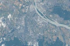 View of Germany from space during ISS Expedition 52 showing city lights at night including Wiesbaden