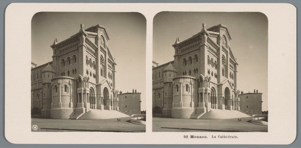 Exterior façade of the Cathedral of Monaco around 1900-1910