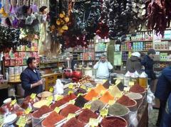 Spices and dried goods displayed at the Spice Bazaar in Istanbul