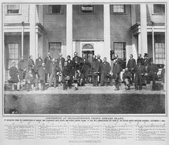 Delegates at the Charlottetown Conference 1864 discussing the Union of British North American Colonies