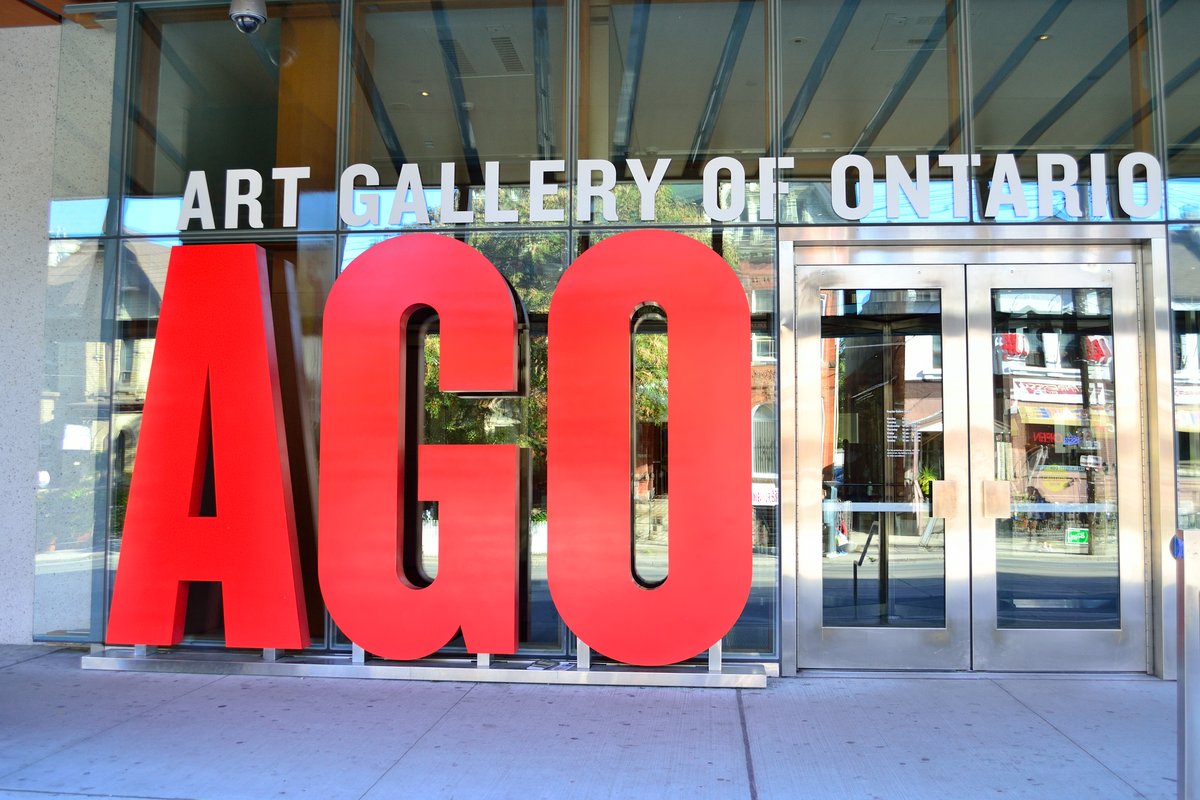 Entrance to the Art Gallery of Ontario with modern architectural design and glass facade