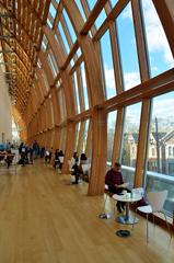 Modern espresso bar in the Art Gallery of Ontario with sleek design and coffee machines