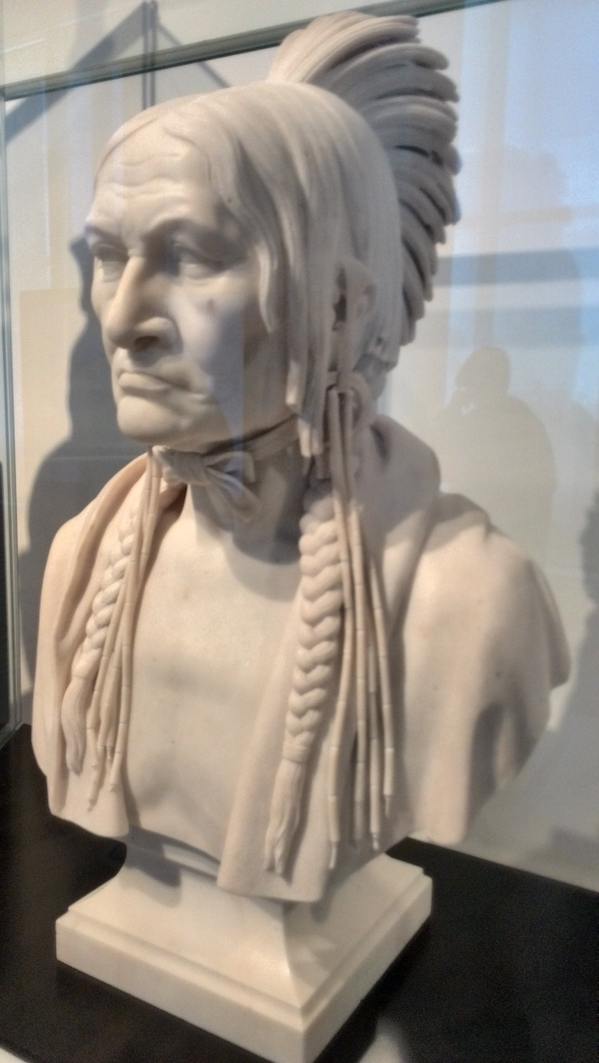 Marble bust of Besheekee, a warrior from Buffalo, sculpted by Francis Vincenti in 1854