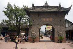 Western gate of Luodai ancient town in Sichuan China during daytime