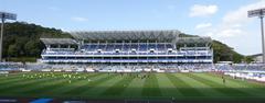 Machida City Athletic Stadium back stand during FC Machida Zelvia vs Jubilo Iwata football match on October 3, 2021