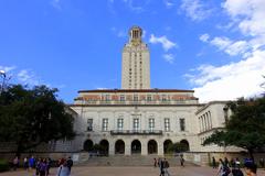 Main Building of the University of Texas at Austin with Tower and Blue Sky