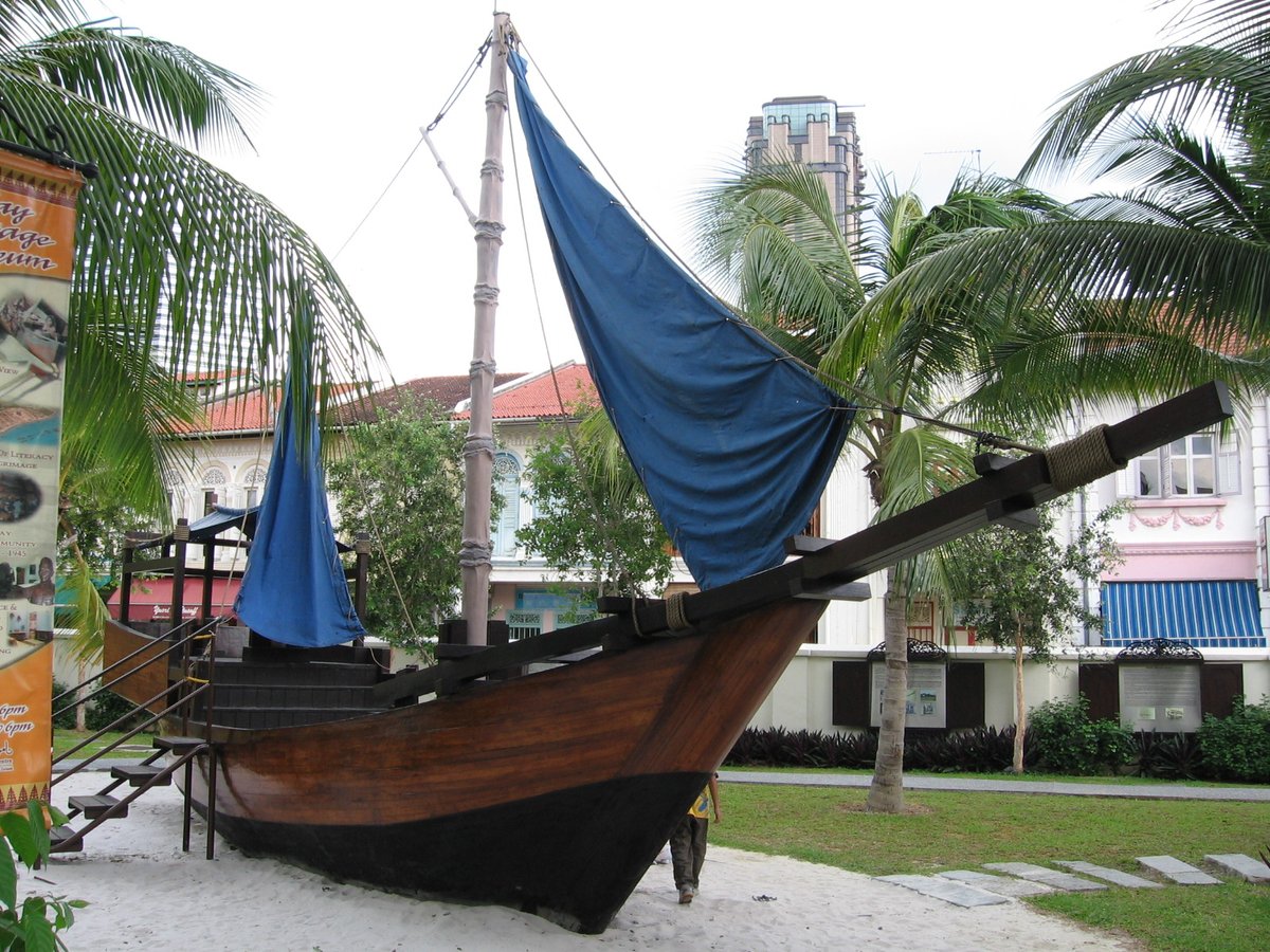 Malay Bugis pinisi sailboat displayed at Malay Heritage Centre Singapore