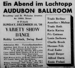 Vintage poster advertising Varieté show featuring Trude Berliner in New York 1939