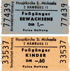 Entrance tickets for the tower climb of St. Michaelis Church in Hamburg