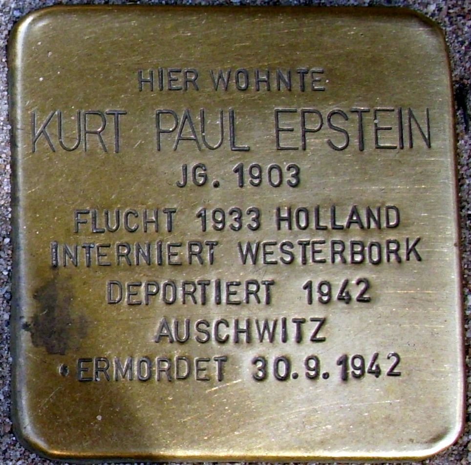 Stolperstein dedicated to Kurt Paul Epstein in Mainz, Germany