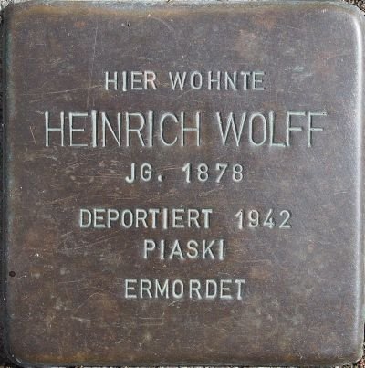 Stolperstein memorial stone dedicated to Heinrich Wolff in Wiesbaden, Germany