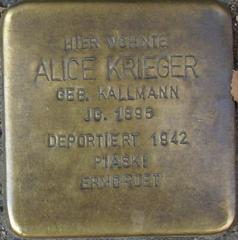 Stolperstein Dedicated To Alice Krieger