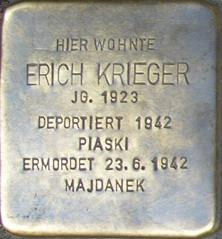 Stolperstein Dedicated To Erich Krieger