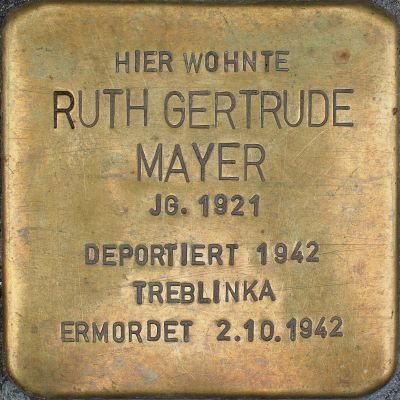 Stolperstein dedicated to Ruth Gertrude Mayer in Mainz, Germany