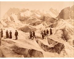 Historical painting of Traversée de la Mer de Glace by John Jullien around 1880