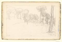 Vintage drawing of Banyuls landscape by Henri Rivière from 1914-1945