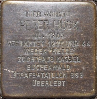 Stolperstein dedicated to Peter Hück in Wiesbaden Germany