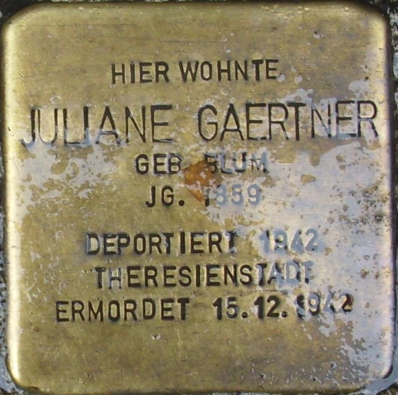Stolperstein memorial dedicated to Juliane Gärtner in Mainz, Germany