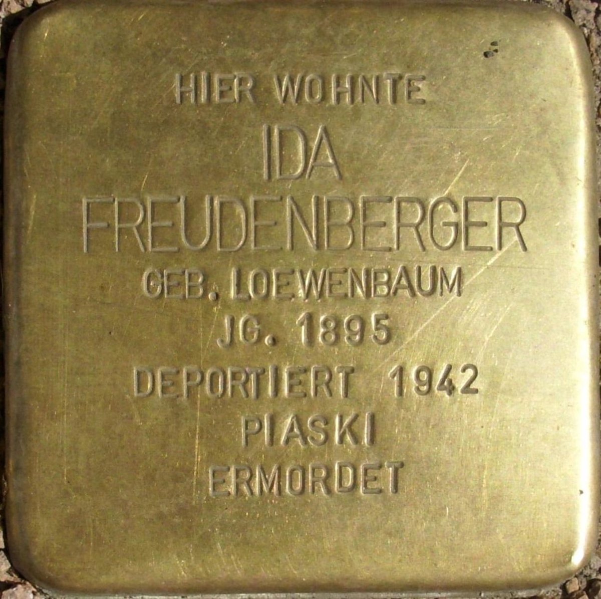 Stolperstein memorial stone for Ida Freudenberger in Mainz, Germany