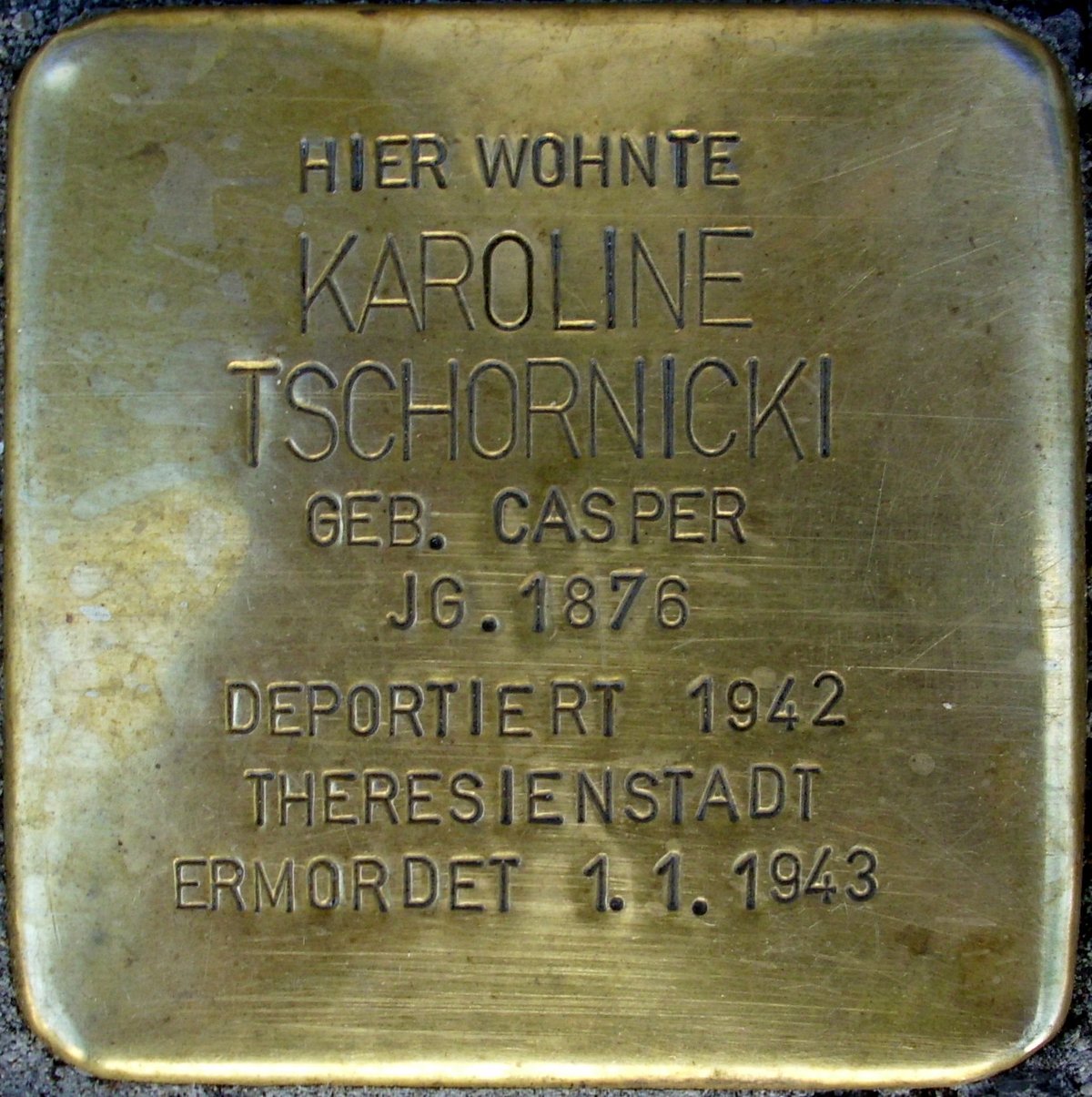 Stolperstein dedicated to Karoline Tschornicki in Mainz, Germany