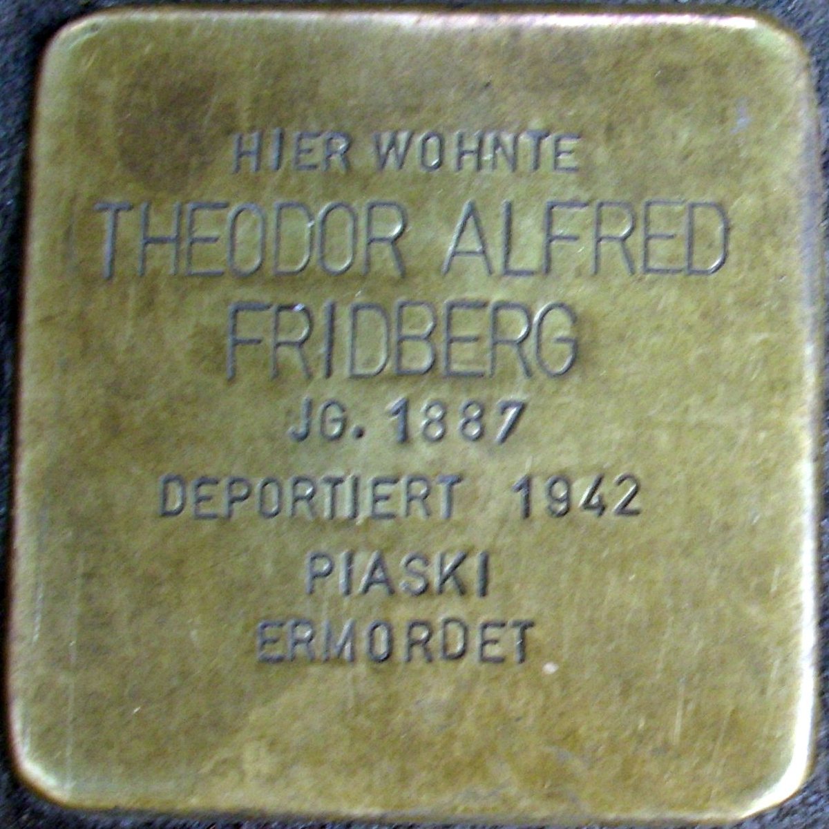 Stolperstein dedicated to Theodor Alfred Fridberg in Mainz, Germany