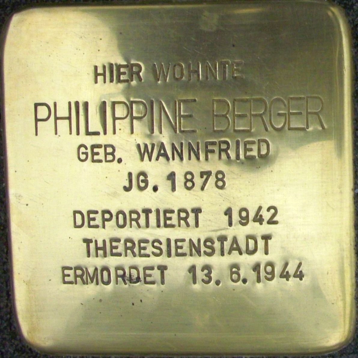 Stolperstein dedicated to Philippine Berger in Mainz, Germany