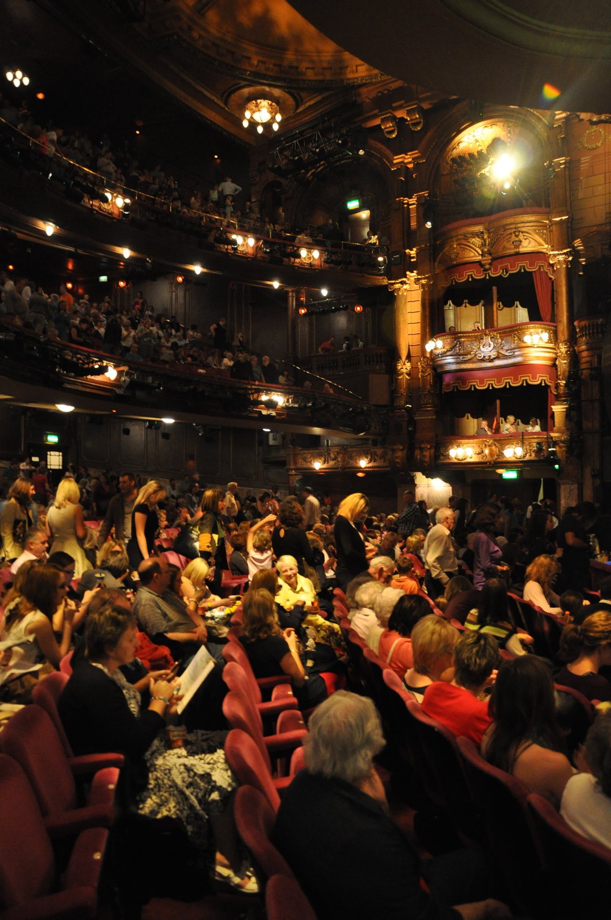 Interior view of London Palladium auditorium with stage and seating