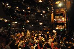 Interior view of London Palladium auditorium with ornate ceiling and stage