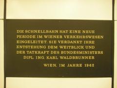 Memorial plaque commemorating the opening of the S-Bahn at Bahnhof Wien Mitte in Vienna