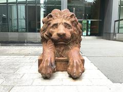 Lion sculptures at Park Avenue entrance of Maryland Historical Society in Baltimore
