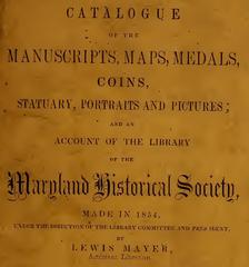 Page from a historical catalogue listing manuscripts and the Peabody index to Maryland documents