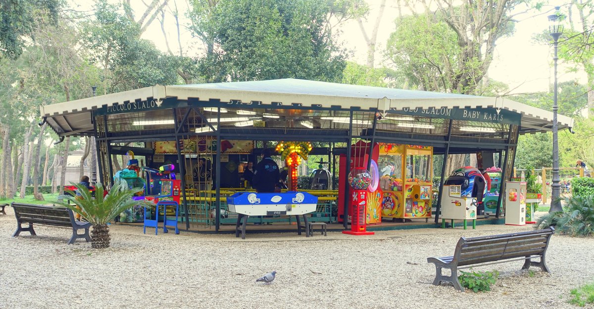 Baby karts racing at Villa Borghese park in Rome, Italy
