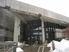 Exterior view of the Massachusetts Archives building in Boston, Massachusetts