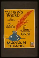 Poster for Federal Theatre Project's Alison's House showing a quill pen in ink well