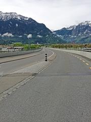 Goldswil Viaduct roadway view towards Interlaken